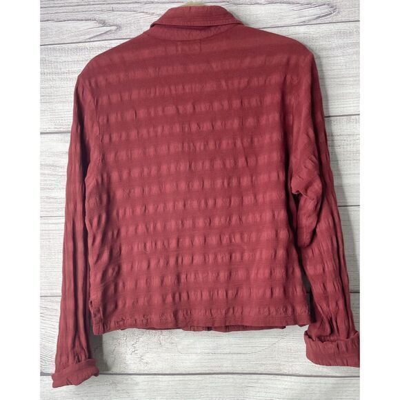 Vintage El Huarache Cottons Long Sleeve Waffle Cotton Button Up Shirt Red sz S - Picture 4 of 4